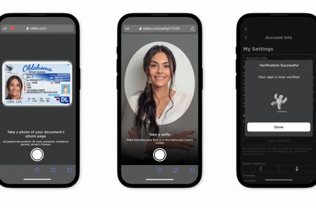 Roblox's identity verification for ages 17 and older. 