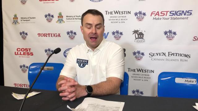 URI coach Archie Miller speaks after the Rams opening game at the Cayman Islands Classic