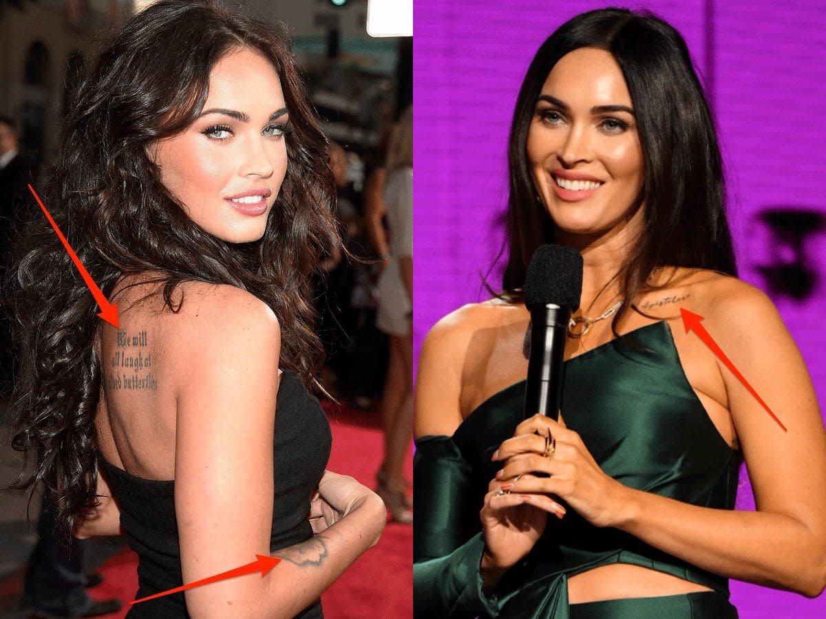 Megan Fox's newest tattoo is an apparent tribute to Machine Gun Kelly. Here's a complete guide to all of her ink.