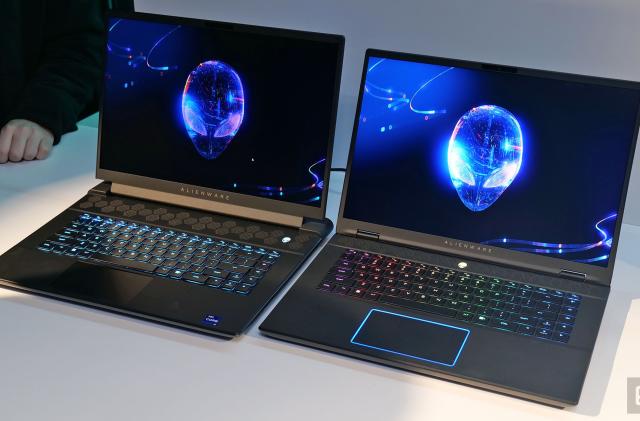 When put side-to-side next to last year's model, it's clear how much extra bulk Alienware shaved off on the new m16 R2 (right).