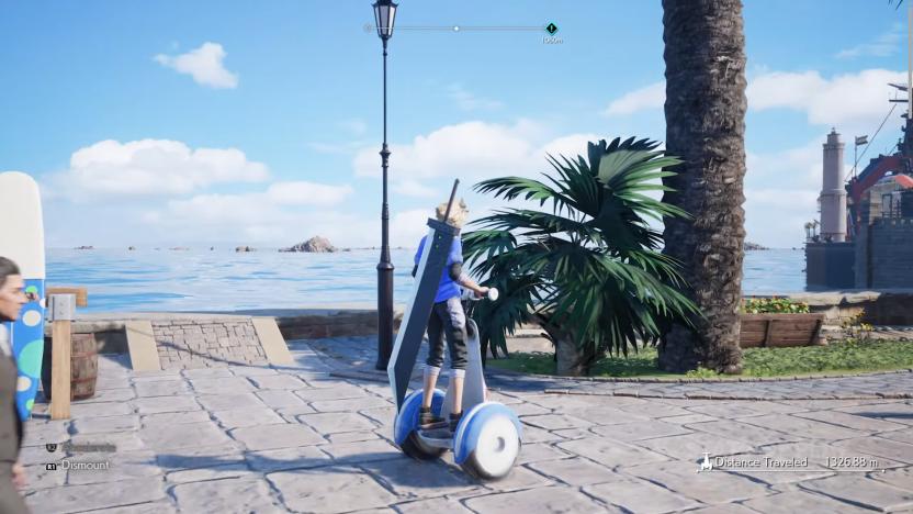 Cloud on a Segway in Final Fantasy VII Rebirth