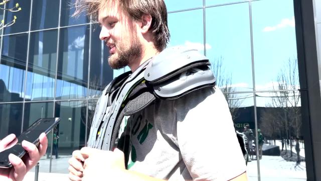 Watch: Oregon QB Jay Butterfield speaks to the media after Saturday's practice