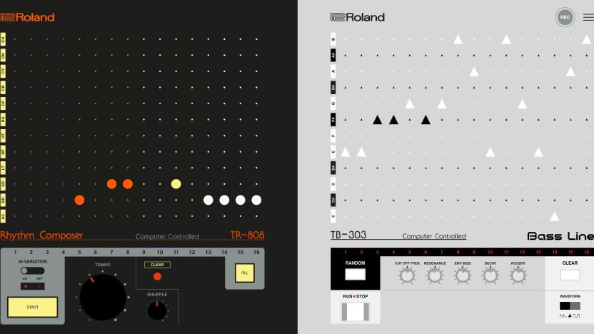 Roland TR-808 and TB-303 synthesizers online