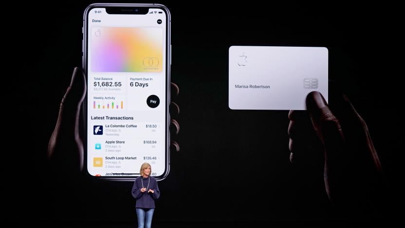 FILE- In this Monday, March 25, 2019, file photo, Jennifer Bailey, vice president of Apple Pay, speaks about the Apple Card at the Steve Jobs Theater during an event to announce new products in Cupertino, Calif. Apple is hoping a credit card will entice more iPhone owners to use Apple Pay.
