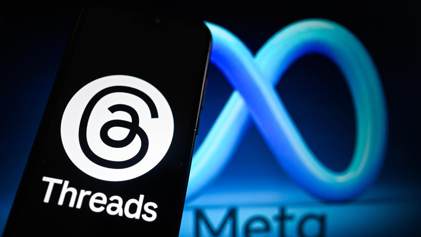 POLAND - 2024/04/16: In this photo illustration, a Threads logo is displayed on a smartphone with a META symbol in the background. (Photo Illustration by Omar Marques/SOPA Images/LightRocket via Getty Images)