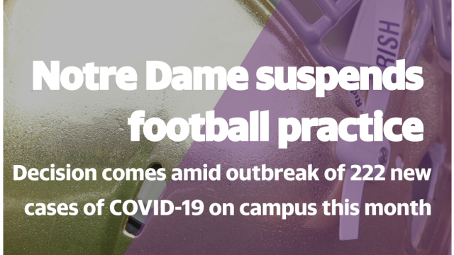 Notre Dame suspends football practice due to spiking COVID-19 cases on campus