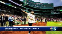 Noah Kahan throws out first pitch at Red Sox game