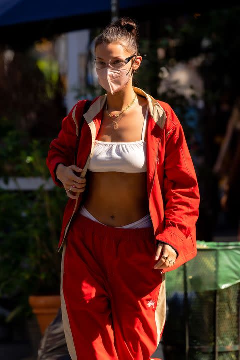 Bella Hadid Exposed Her Underwear in a Very '90s Tracksuit