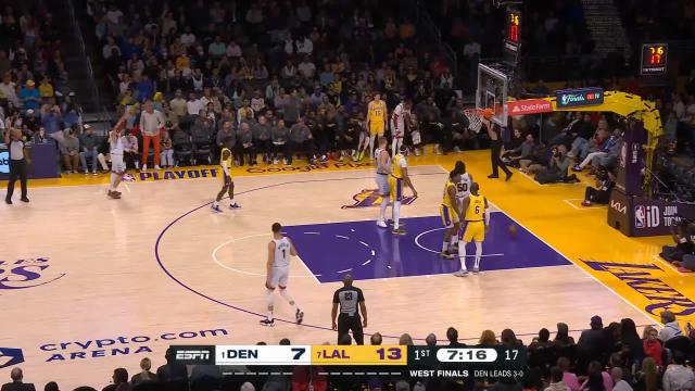 Kentavious Caldwell-Pope with an and one vs the Los Angeles Lakers
