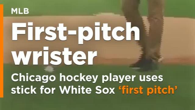 Chicago hockey player uses stick for White Sox ‘first pitch’ (Video)