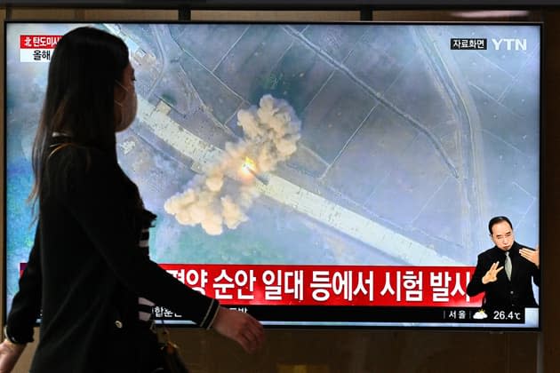 North Korea fires a salvo of eight ballistic missiles