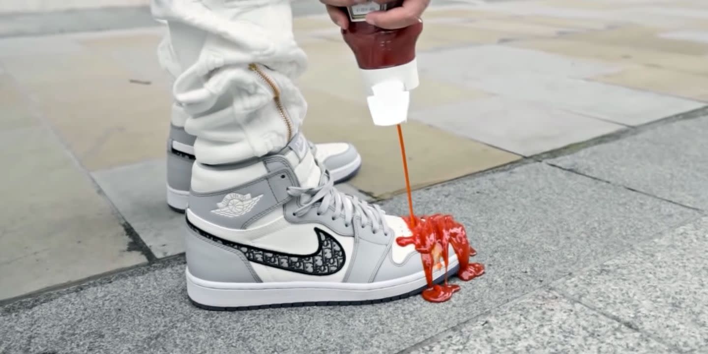 Watching the Dior x Air Jordan 1 Get Doused With Ketchup Is Peak