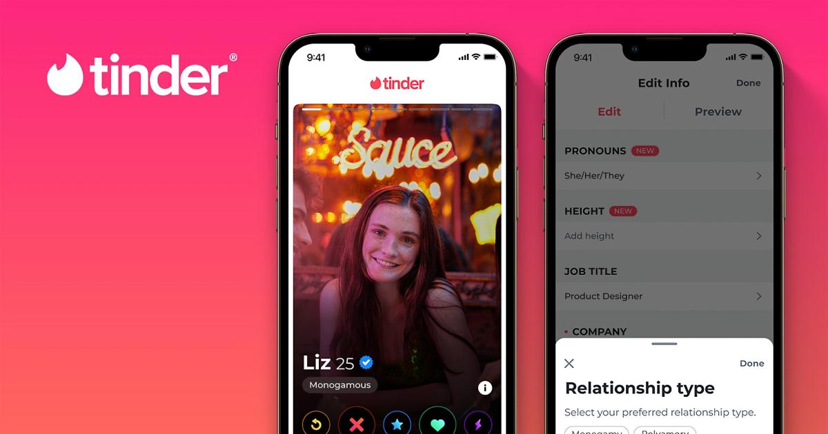 Tinder now lets you specify gender pronouns and non-monogamous relationship types