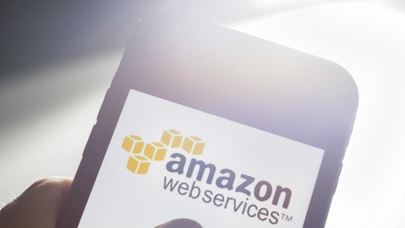 Berlin, Germany - July 09: In this photo illustration the Logo of Amazon Web Services ( AWS ) is displayed on a smartphone on July 09, 2019 in Berlin, Germany. (Photo by Thomas Trutschel/Photothek via Getty Images)