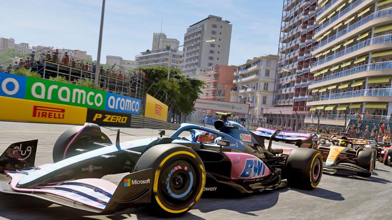 Formula 1 cars on the Monaco circuit in F1 2023.