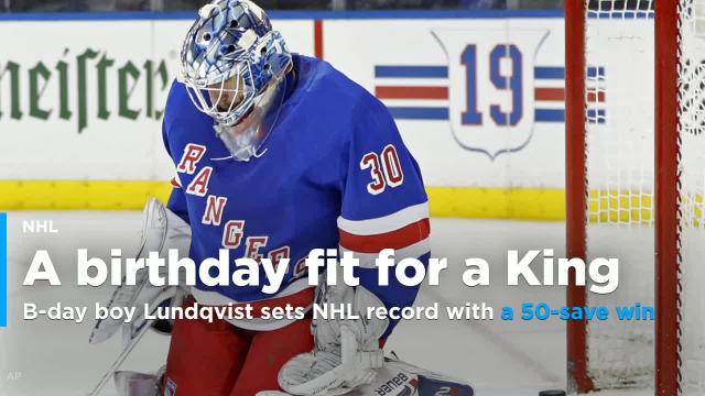 B-day boy Lundqvist sets NHL record with another 50-save win