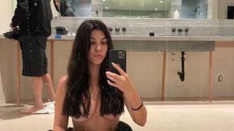 Kourtney Kardashian Posed Practically Naked in a Mirror Selfie with Travis Barker