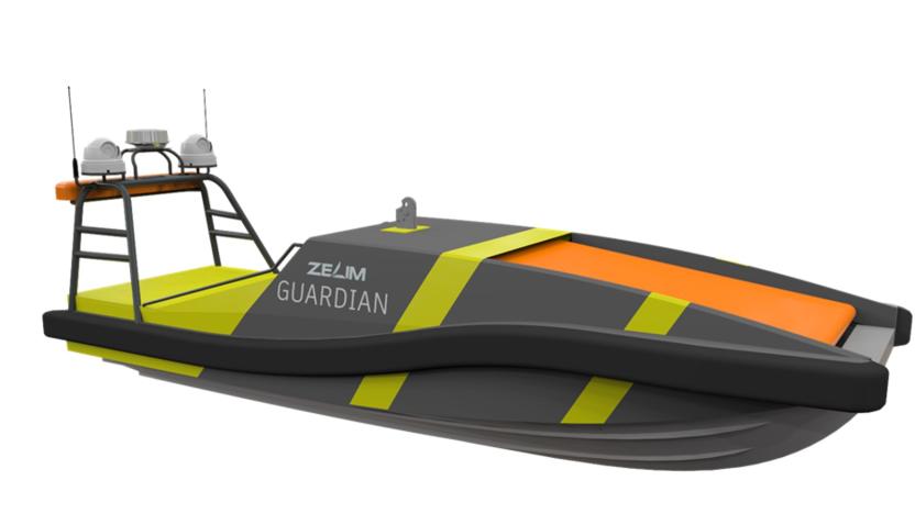 A rendering of the Zelim Guardian, an autonomous rescue craft.