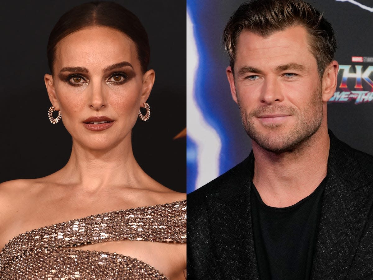 Natalie Portman says Chris Hemsworth would hide behind a tree to avoid drawing a..