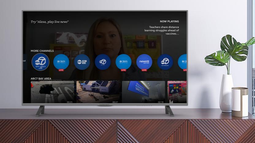 A TV showing the local news section in Amazon Fire TV's built-in news app.