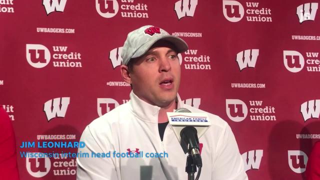 Interim Wisconsin football coach Jim Leonhard talks about the challenges in replacing Paul Chryst
