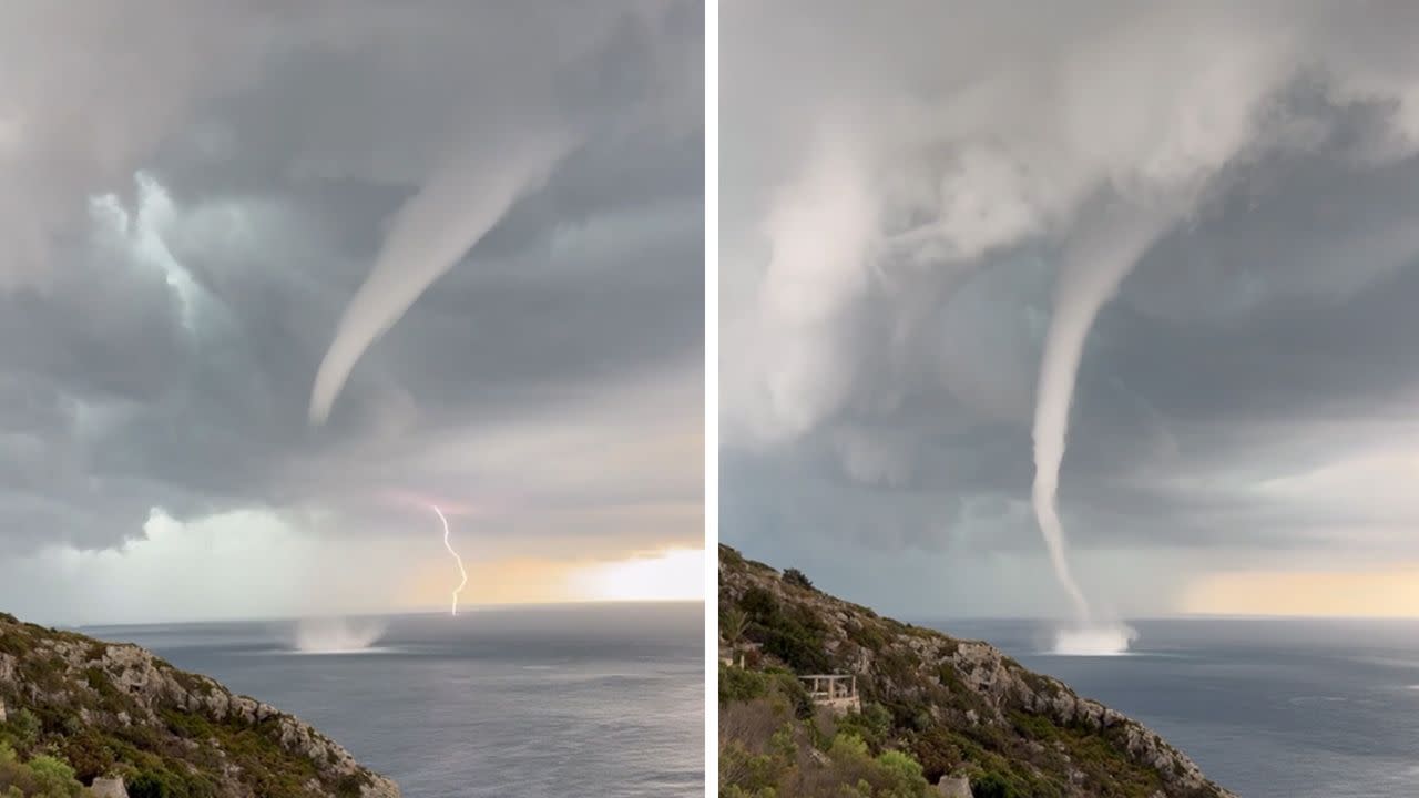 Mesmerizing waterspout forms off Italian coast amid storm