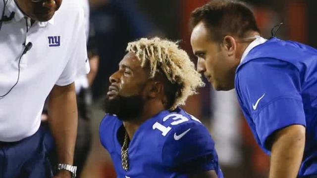 Odell Beckham gets hit low, suffers scary injury vs. Browns