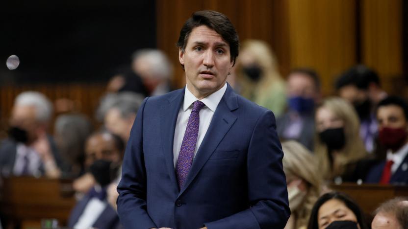 Canada's Prime Minister Justin Trudeau speaks during Question Period in the House of Commons on Parliament Hill in Ottawa, Ontario, Canada March 31, 2022. REUTERS/Blair Gable