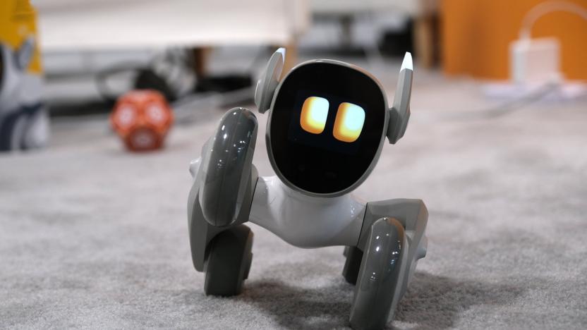 The Loona pet robot is pictured on the show floor at CES