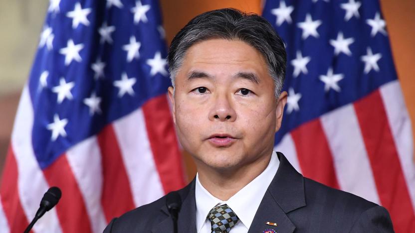 US Democratic Representative Ted Lieu speaks at a press conference following a meeting of the Democratic Caucus at the US Capitol in Washington, DC, on November 2, 2021. (Photo by MANDEL NGAN / AFP) (Photo by MANDEL NGAN/AFP via Getty Images)