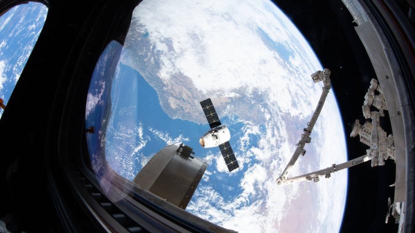 A SpaceX Dragon resupply ship slowly approaches the ISS on Dec. 9, 2019. 