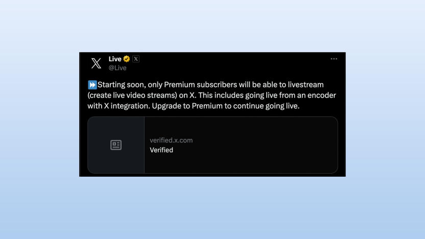 X will make live streaming a premium feature.