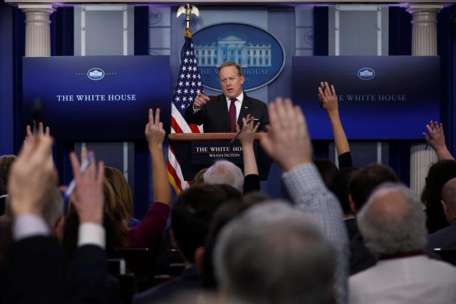 White House Communications Director Sean Spicer holds the daily press briefing at the White House in Washington, U.S. February 23, 2017. REUTERS/Jonathan Ernst