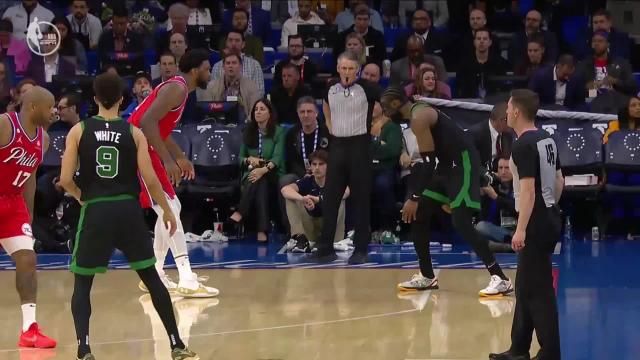 Jaylen Brown with an and one vs the Philadelphia 76ers