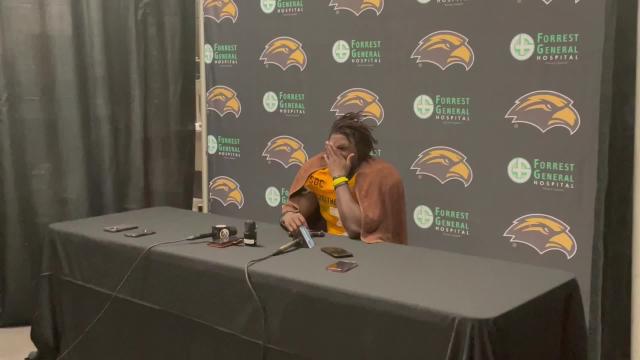 Southern Miss football running back Frank Gore Jr. speaks after his team's loss to Liberty