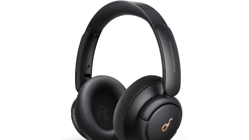 A stock product photo of Anker's Soundcore Life Q30, depicting a pair of black, wireless over-ear headphones with a gold logo at the center of one earcup.