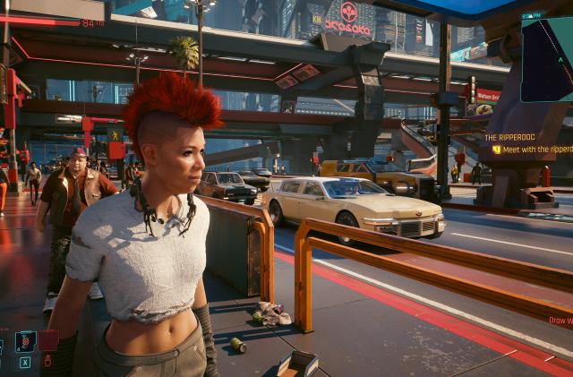 Street scene in 'Cyberpunk 2077'