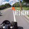 Biker gets instant revenge on hit-and-run driver