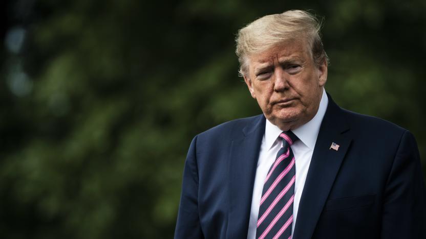 WASHINGTON, DC - MAY 5 : President Donald J. Trump stops to talk to reporters as he walk from the Oval Office to board Marine One and depart from the South Lawn at the White House on Tuesday, May 05, 2020 in Washington, DC. (Photo by Jabin Botsford/The Washington Post via Getty Images)