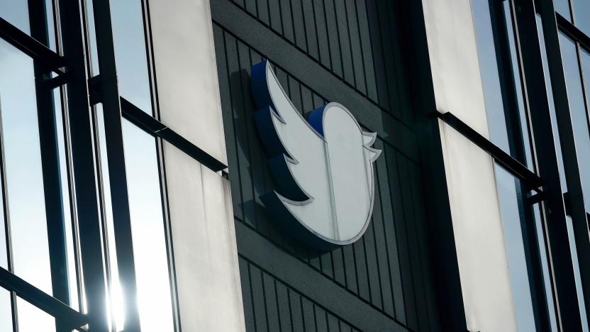 FILE - A Twitter logo hangs outside the company's offices in San Francisco, Dec. 19, 2022. Elon Musk said Thursday, May 11, 2023, that he has found a new CEO for Twitter, or X Corp. as it is now called. He did not name the person but she will be starting in about six weeks. (AP Photo/Jeff Chiu, File)