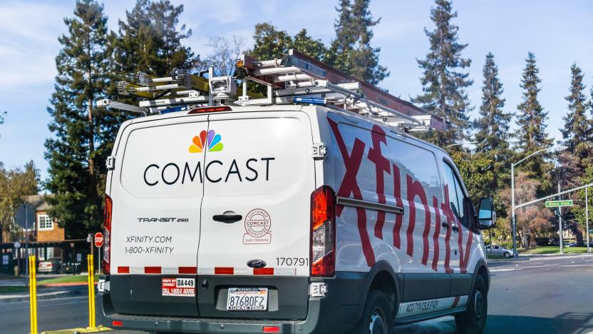 Comcast Cable / Xfinity service van driving on the street