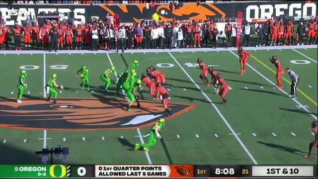 No. 21 Oregon State erases 21-point deficit to upset No. 9 Oregon