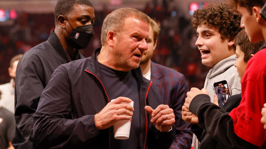 Getty Images - HOUSTON, TEXAS - OCTOBER 22: Owner Tilman Fertitta of the Houston Rockets greets fans after the game against the Oklahoma City Thunder at Toyota Center on October 22, 2021 in Houston, Texas.  NOTE TO USER: User expressly acknowledges and agrees that, by downloading and or using this photograph, User is consenting to the terms and conditions of the Getty Images License Agreement. (Photo by Tim Warner/Getty Images)