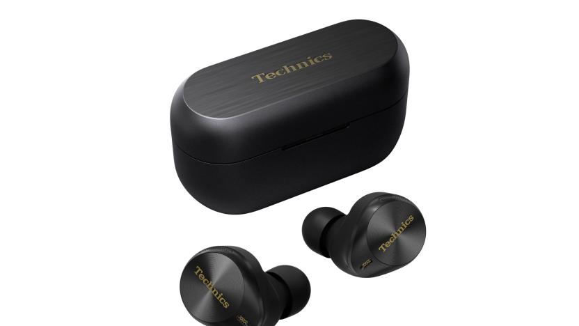 Image of Technics' AZ80 True Wireless Earbuds on a white background, the new earbuds with improved internals that, the company promises, offers its 'greatest sound ever.'