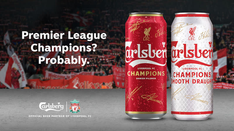 Liverpool FC EPL Champions 2020 Carlsberg Beer Cans. 