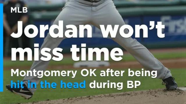 Yankees pitcher Jordan Montgomery will not miss time after being hit in the head during BP