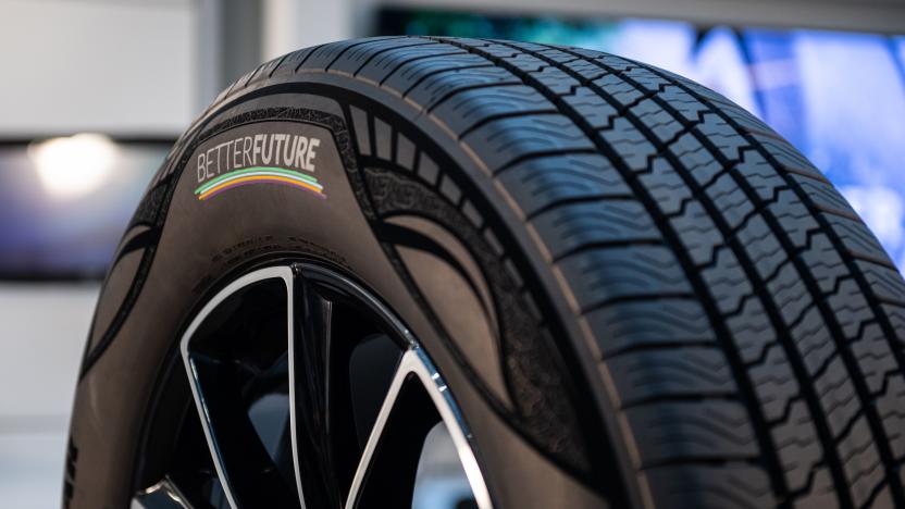 a generic tire, offset by about 60 degrees so you can read the Better Future logo on the sidewall. Consume, consumers.