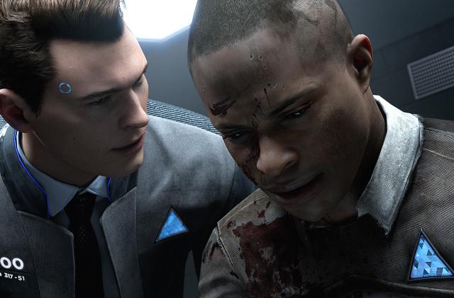 Connor interrogates a suspect android in 'Detroit: Become Human'