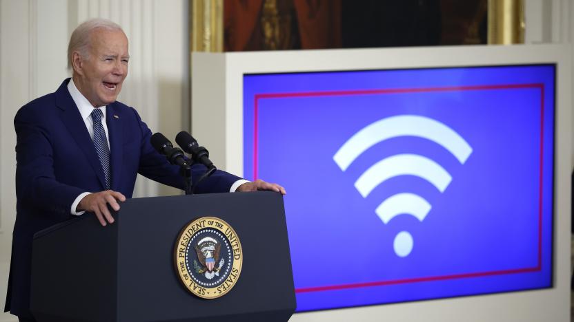 WASHINGTON, DC - JUNE 26: U.S. President Joe Biden speaks as he announces a $42 billion investment in high-speed internet infrastructure during an event in the East Room of the White House on June 26, 2023 in Washington, DC. The investment is part of the 2021 bipartisan infrastructure package and part of the administration's goal to connect all Americans to high-speed broadband by 2030. (Photo by Chip Somodevilla/Getty Images)