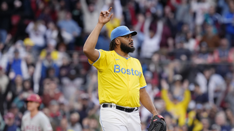 
Jansen K'd Mike Trout for final out, but his focus was elsewhere
Red Sox reliever Kenley Jansen complained about the quality of MLB's 